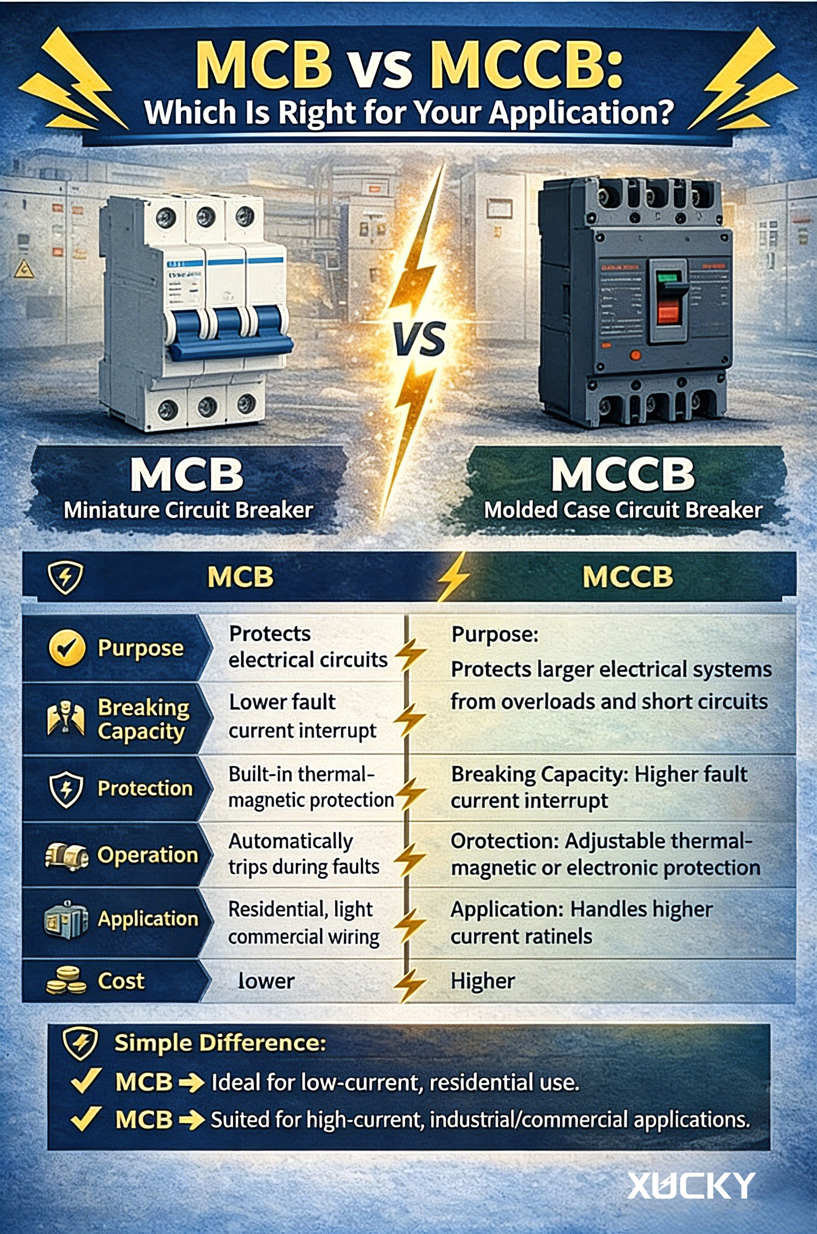 MCB ва MCCB: Кадомаш барои дархости шумо дуруст аст?